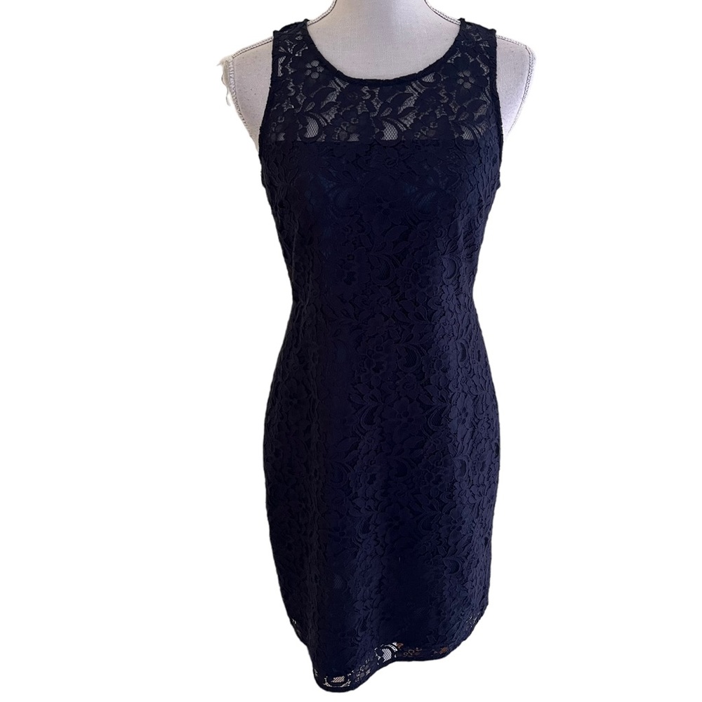 Elegant Navy Lace Dress